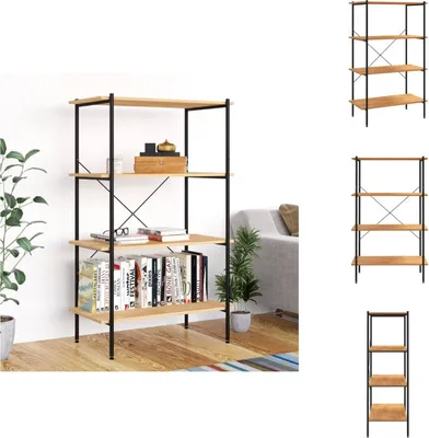 Zdjęcie produktu dla vidaXL Regał z 4 półkami czarny i dębowy 80x40x130 cm - Regały i biblioteczki
