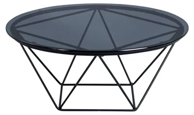Obrázek produktu pro Konferenční stolek, sklo, šedá barva, průměr 70 cm, výška 30 cm, vhodný do obývacího pokoje