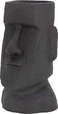 Produktbild von ML-Design Pflanztopf Osterinsel, 26x23x43 cm Anthrazit, Harz Moai-Kopf Skulptur, Innen- und Außenstatue, massiv, Pflanzgefäß Blumentopf Übertopf Gesicht Pflanzer Gartendeko Vase Urne für Pflanzen