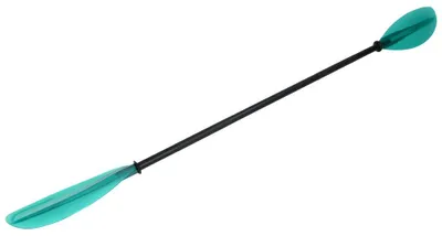 Zdjęcie produktu dla Wiosło do kajaka, kanoe lub łodzi wędkarskiej, 220 cm, w całości z stopu aluminium, z podwójnymi końcówkami, półprzezroczyste, z czarnym drążkiem, kolor zielony