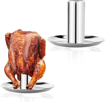Productafbeelding van Chicken Roaster - Stainless Steel Chicken Holder - Beer Can for Chicken Grill - Dismountable Poultry Roaster with Drip Tray (Pack of 1)