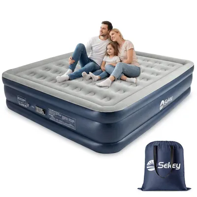Produktbild von Sekey 203 x 183 x 51 cm Luftmatratze Selbstaufblasend Luftbett mit integrierter Pumpe für 2 Personen, Grau