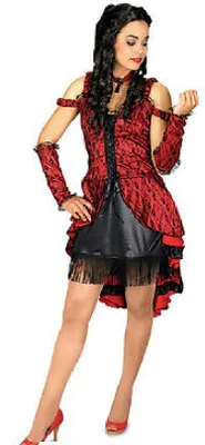 Produktbild von K31250579-36-38 rot-schwarz Damen Saloonlady Can Can Gr.36-38