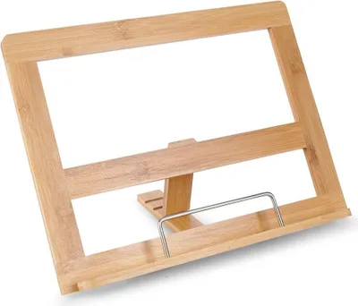 Immagine prodotto di Supporto per libri di cucina regolabile in bambù - anche per tablet