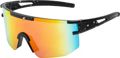 Produktbild von Uni Sonnenbrille 80er Fahrradbrille Sport Brille Retro verspiegelt Rot/Gelb/Blau-Schwarz