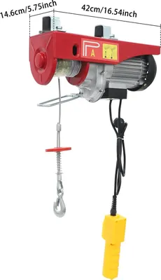 Obrázok produktu pre Elektrický navijak – elektrické navijaky – 1300 W, 220 V – nosnosť 400/800 kg – výška zdvihu 12/6 m – rýchlosť zdvihu 10/5 m/min – červený
