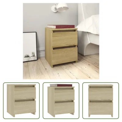 Image de The Living Store Table de chevet chêne Sonoma 30x30x40 cm bois composite