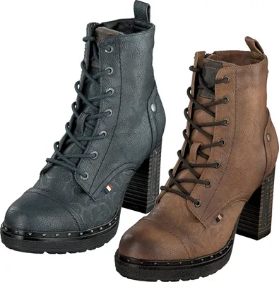 Produktbild von Mustang Damen Stiefelette Blockabsatz Schnürung Prägeoptik 1336-502, Größe:37 EU, Farbe:Braun