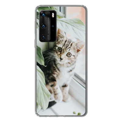 Produktbild von MuchoWow® Handyhülle Schutzhülle Hülle für Huawei P40 Pro Katze - Kätzchen - Pflanzen Silikon Softcase Handy Hülle - Schutz