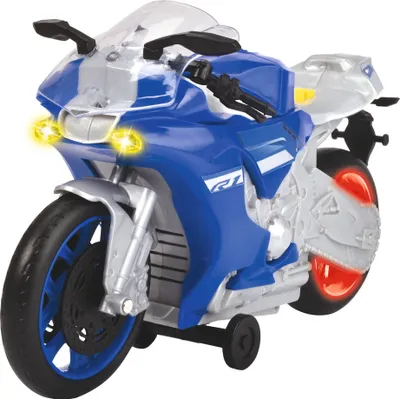 Image de Dickie Toys Wheelie Raiders Yamaha R1, voiture jouet avec moteur, voiture jouet, bleu, 203764015