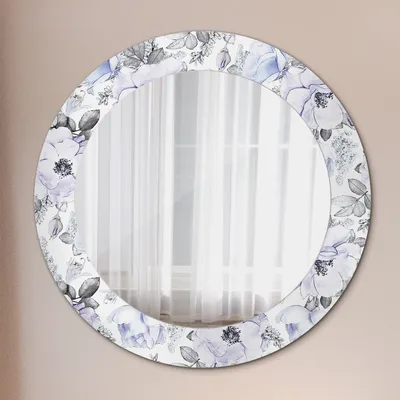 Produktbild von Wohnzimmer Spiegel - Mirror zum Wandspiegel Schlafzimmer – Schminkspiegel - Blau Rosen - Runder: Ø60 cm