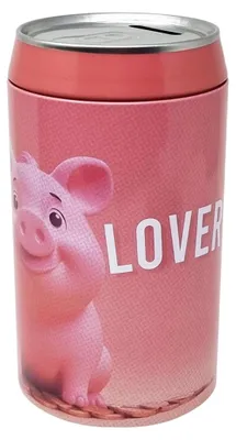 Sparschwein aus Metall, rosa, klappbar, 20 x 11 cm