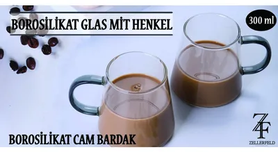 Immagine prodotto di set di 2 bicchieri in borosilicato con manico 300 ml Cam Bardagi per caffè e tè trasparente