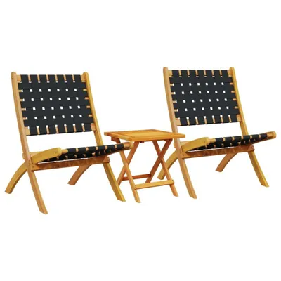 Produktbild von vidaXL Klappstühle, 2 Stück mit Tisch, schwarzes Massivholz