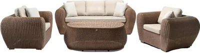 Produktbild von Sofagarnitur set 3 Sitzer Sofas 2x Sessel Couchtisch Terrasse Moderner Braun set
