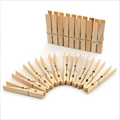 Produktbild von 24 Wäscheklammern braun natur aus Holz Holzklammern 7 x 1 cm Deko