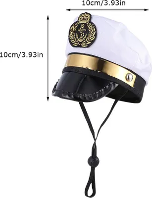Obrázok produktu pre Halloween kapitán námorníci klobúk biely kapitán klobúk pes mačka šteňa námorník pre Halloween party Cosplay kostým