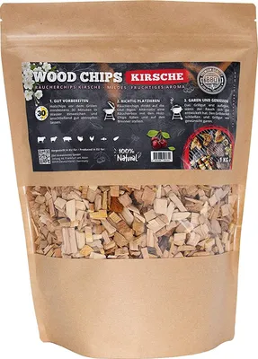 Produktbild von Räucherchips von JSM® | 100% Natürliche Smoker-Holzchips für besondere Rauch- und Geschmackserlebnisse | Für alle Grills geeignet | Extra große Packung - 1 kg (Kirsche)