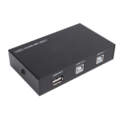 Zdjęcie produktu dla Profesjonalny, wydajny przełącznik USB z 2 portami – możliwość współdzielenia jednego urządzenia USB przez 2 komputery. Przełącznik USB 2.0 do drukarki, skanera, aparatu fotograficznego i klawiatury
