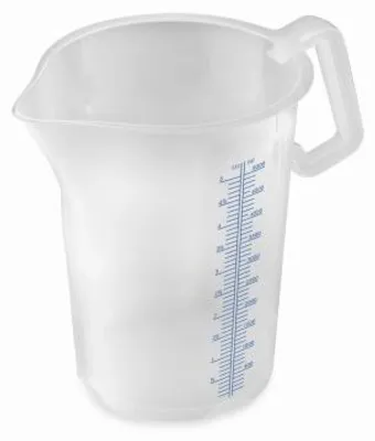 Obrázok produktu pre Odmerka, objem 5,0 l, konvexná stupnica, modrá, šikmá rukoväť, uzavretá, vyrobená z plastu