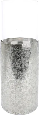 Produktbild von Gilde Kerzenhalter Craquele silber, mit Glasaufsatz H 12cm H= 20,0 cm Ø 10,5 cm 23764