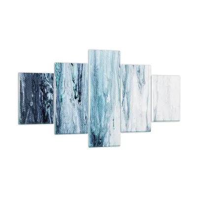 Produktbild von Bilder auf glas - 5 Teile - Abstraktion Prellung Blau - 125x70cm - Glasbilder - Wandbilder - Bilder - zum Aufhängen bereit - Wanddekoration aus Glas - Glas Bilder - Wandbild auf Glas - GEA125x70-4380