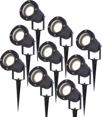 Produktbild von hoftronic LED Gartenstrahler 9er Set 4W 345lm 4000K Schwarz IP65