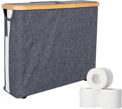 Obrázok produktu pre Organizér do kúpeľne z bambusu s vekom, 45 x 15 x 37 cm, sivý