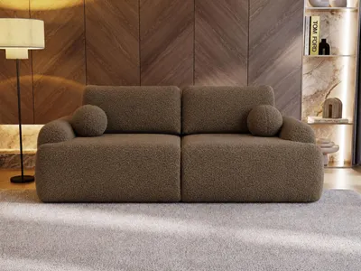 Produktbild von GrainGold 3-Sitzer Sofa Aurio - Gepolstertes Sofa - Moderne Sofa mit Bettfunktion - Wohnzimmer Sofa mit Bouclé-Stoff - Braun