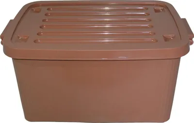 Image de Boîte de rangement avec couvercle et roulettes 45 litres brun