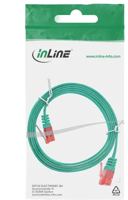 Produktbild von InLine Patchkabel flach, U/UTP, Cat.6, grün, 1,5m, 1,5 m, Cat6, U/UTP (UTP), RJ-45, RJ-45, Grün