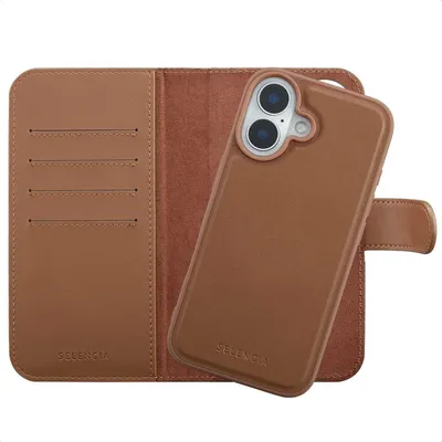Productafbeelding van Selencia Olyn Uitneembare Bookcase met MagSafe voor de Apple iPhone 16 - Bruin