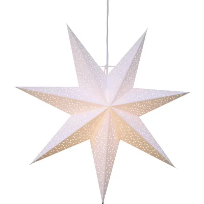 Produktbild von Star Trading Weihnachtsstern Dot von Star Trading, 3D Papierstern Weihnachten in Weiß, Dekostern zum Aufhängen mit Kabel, E14 Fassung, Ø: 54 cm