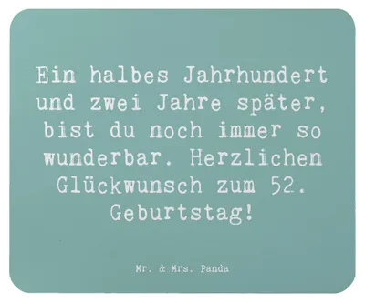 Produktbild von Mr. & Mrs. Panda Mauspad Spruch 52. Geburtstag - Meeresbrise - Geschenk, Happy Birthday, herzlichen Glückwunsch, besondere Momente, laptop, Alter, Lebensfreude, Mouse Pad
