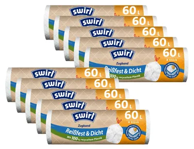 Produktbild von 10x Swirl Zugband Müllbeutel 60L ( 8 stk./Rolle )