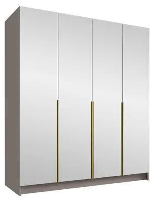 Produktbild von MIRJAN24 Kleiderschrank Santi III, Schlafzimmer, mit Spiegel, Drehtürenschrank, mit Kleiderstange, Modern, Garderobenschrank, Metallgriffe (Farbe: Cashmere / Cashmere + Gold)