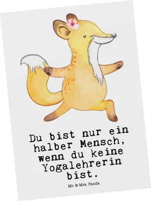 Produktbild von Mr. & Mrs. Panda Ansichtskarte Yogalehrerin Herz - Weiß - Geschenk, Kunstkarten, Ansichtskarten, Postkarten, Grußkarte, Postkarte, bildkarte