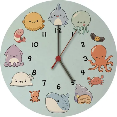 Produktbild von Jelly & Friends Kinderuhr mit süßen Meerestieren Wanduhr aus MDF