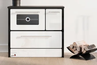 Produktbild von Küchenofen Holzherd 701 weiß, linke Version - 9,18 kW