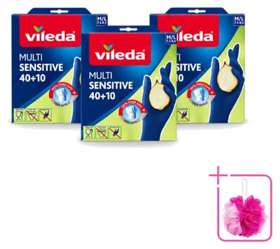 Productafbeelding van 3 paar Vileda Multi Sensitive nitrilhandschoenen - maat M/L - voordeelverpakking - 3 paar