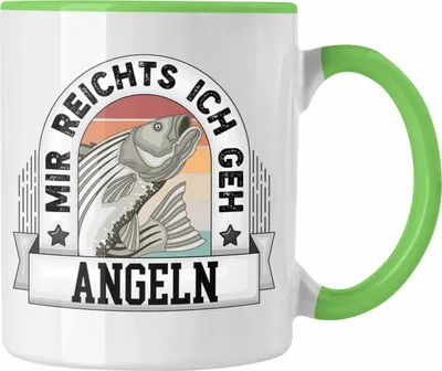 Produktbild von Trendation - Angeln Tasse Geschenk Lustiger Spruch Mir Reichts Ich Geh Angeln Becher Geschenkidee (Grün)