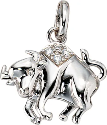 Produktbild von JOBO Anhänger Sternzeichen Stier 925 Sterling Silber rhodiniert mit Zirkonia