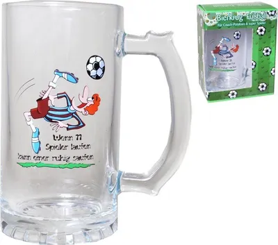Produktbild von 1 Stück Bierglas Bierkrug im Geschenkkarton zum Hobby Fußball- Geschenke für Fussballer15x8cm