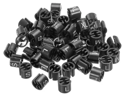 Kleiderbügel-Markierer S/M/L/XL, Schwarz, 100 Stück
