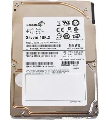 Produktbild von Seagate 146.8GB 3.5" SAS Savvio, Serial Attached SCSI (SAS), 146 GB, 2.5", 0 - 60 °C, -40 - 70 °C, 5 - 90%