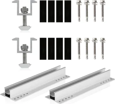 Produktbild von Zelsius Solarpanel Halterung, Schiene mit Mittelklemmen | Verbindung, Solar Schiene, Modulklemme