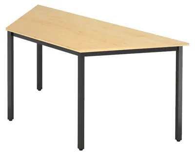 Produktbild von bümö Besprechungstisch Serie-D - Nachbildung Ahorn, Größe: Trapez: 160x69 cm, tischfuss: Vierkantrohr schwarz