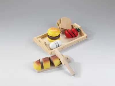 Produktbild von Holztablett & Holzmahlzeit Set (Spielzeug)