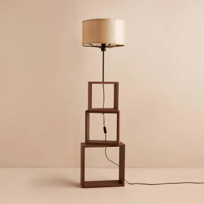 Produktbild von Opviq, AYD-3470, Stehlampe aus Holz, 100 % Stoff, Beige, 20 x 20 x 37 cm