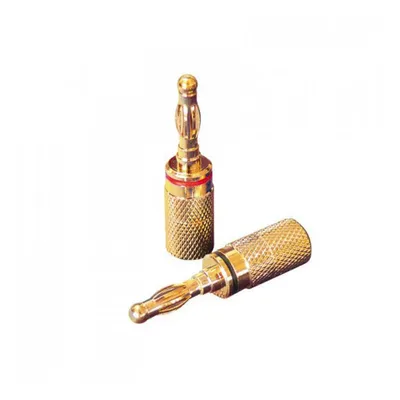 Image de Dynavox Banana Plug Ensemble Mâle - Plaqué Or - Rouge/Noir